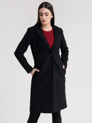 Wool Blend Overcoat - Black