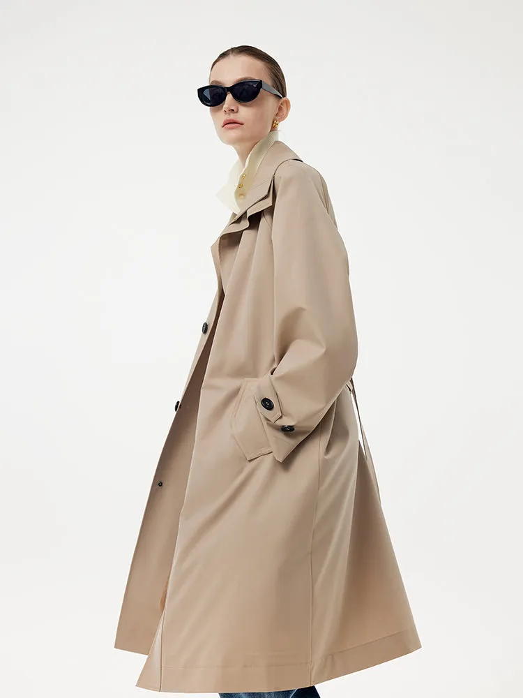 Worsted Wool Blend Waterproof Women Trench Coat With Belt