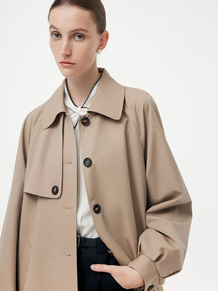 Worsted Wool Blend Waterproof Women Trench Coat