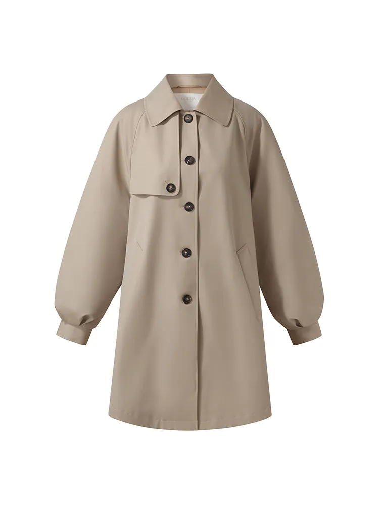 Worsted Wool Blend Waterproof Women Trench Coat