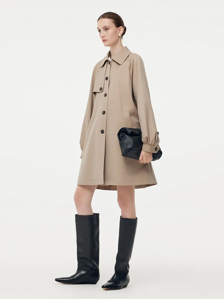 Worsted Wool Blend Waterproof Women Trench Coat