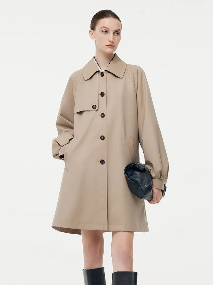 Worsted Wool Blend Waterproof Women Trench Coat