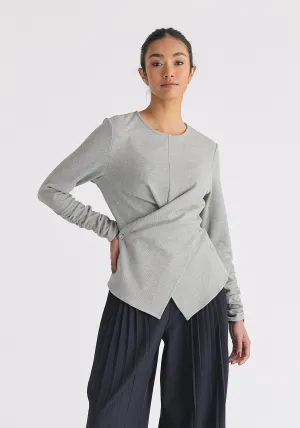 Wrap Top with Ruched Sleeve Detail