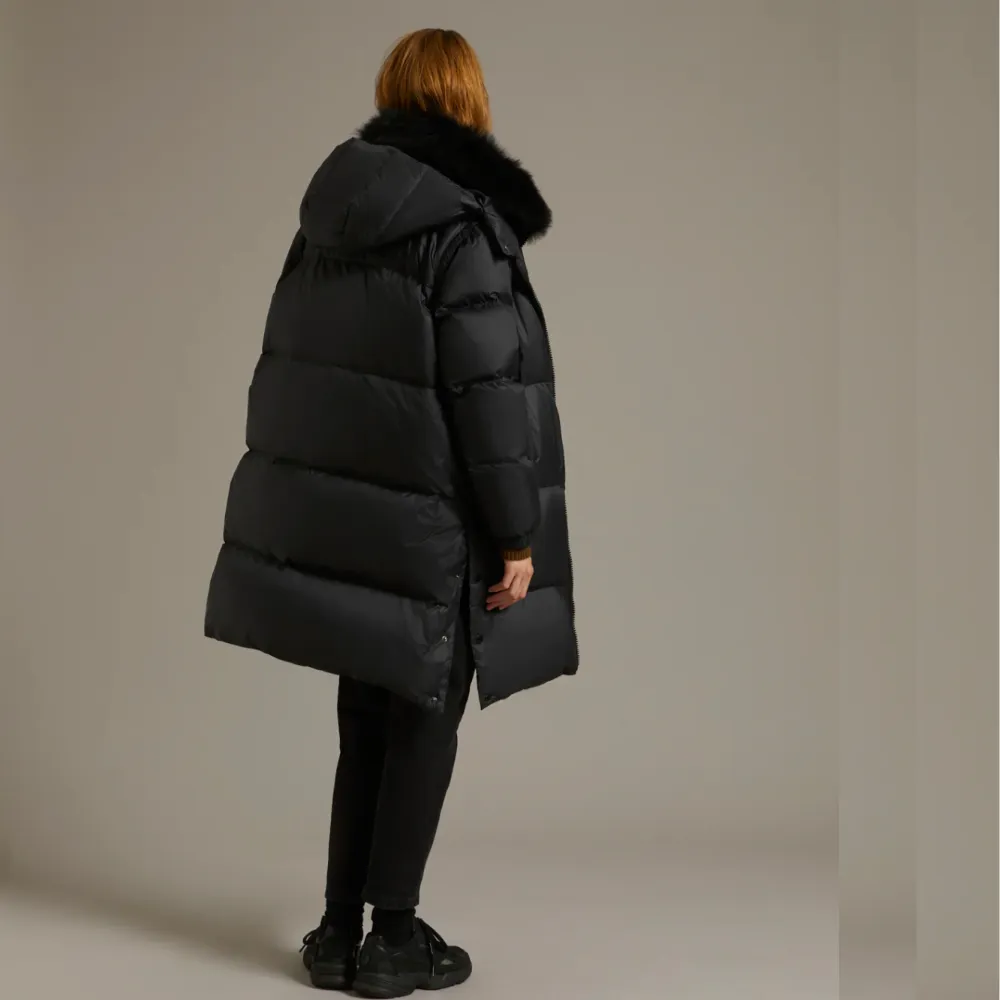 Yves Salomon Long Down Coat - Noir