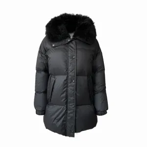 Yves Salomon Mid Length Down Coat - Noir