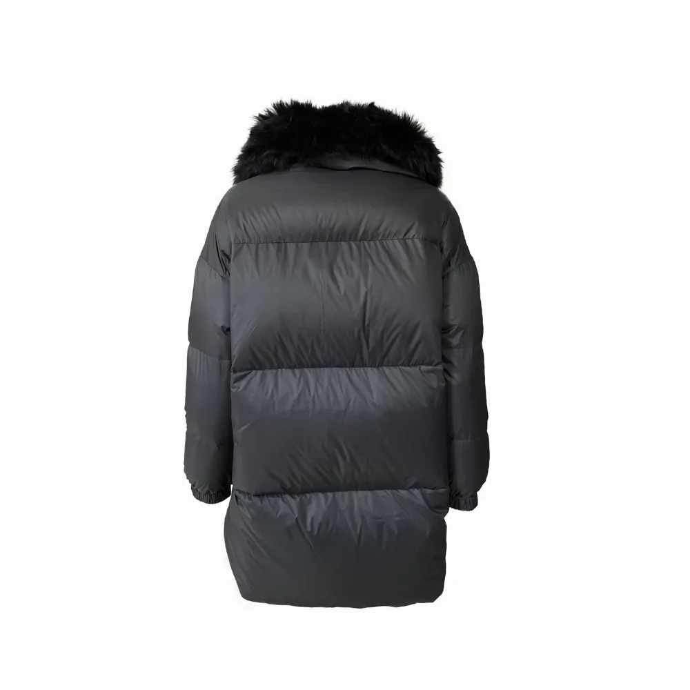 Yves Salomon Mid Length Down Coat - Noir